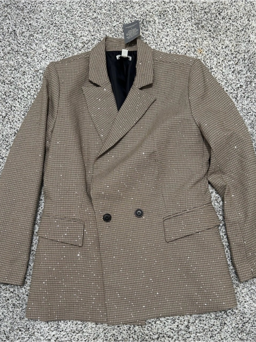 NWT On 34th Macy’s Sequined Plaid Double-Breasted Blazer Jacket